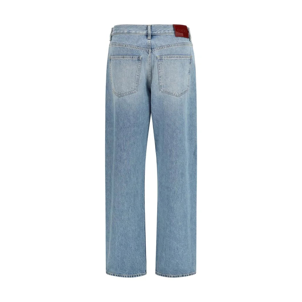 Gucci Blue Cotton Straight-Leg Jeans