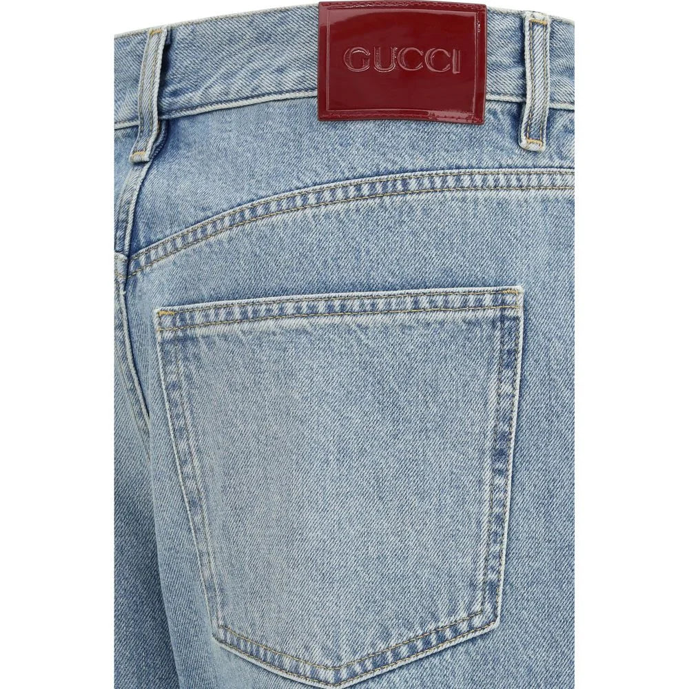 Gucci Jeans Diretos em Algodão Azul - W25