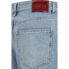 Gucci Jeans Diretos em Algodão Azul - W25