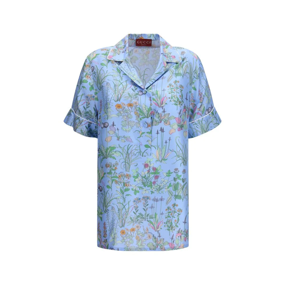 Gucci Blue Silk Pattern Shirt - IT38 | S