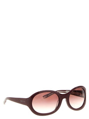 Side profile of Gucci bordeaux sunglasses highlighting the elegant temple design and signature gold-tone hardware.