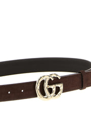 Close-up detail of the Gucci calfskin belt highlighting the precise edge finishing and luxury Italian craftsmanship.