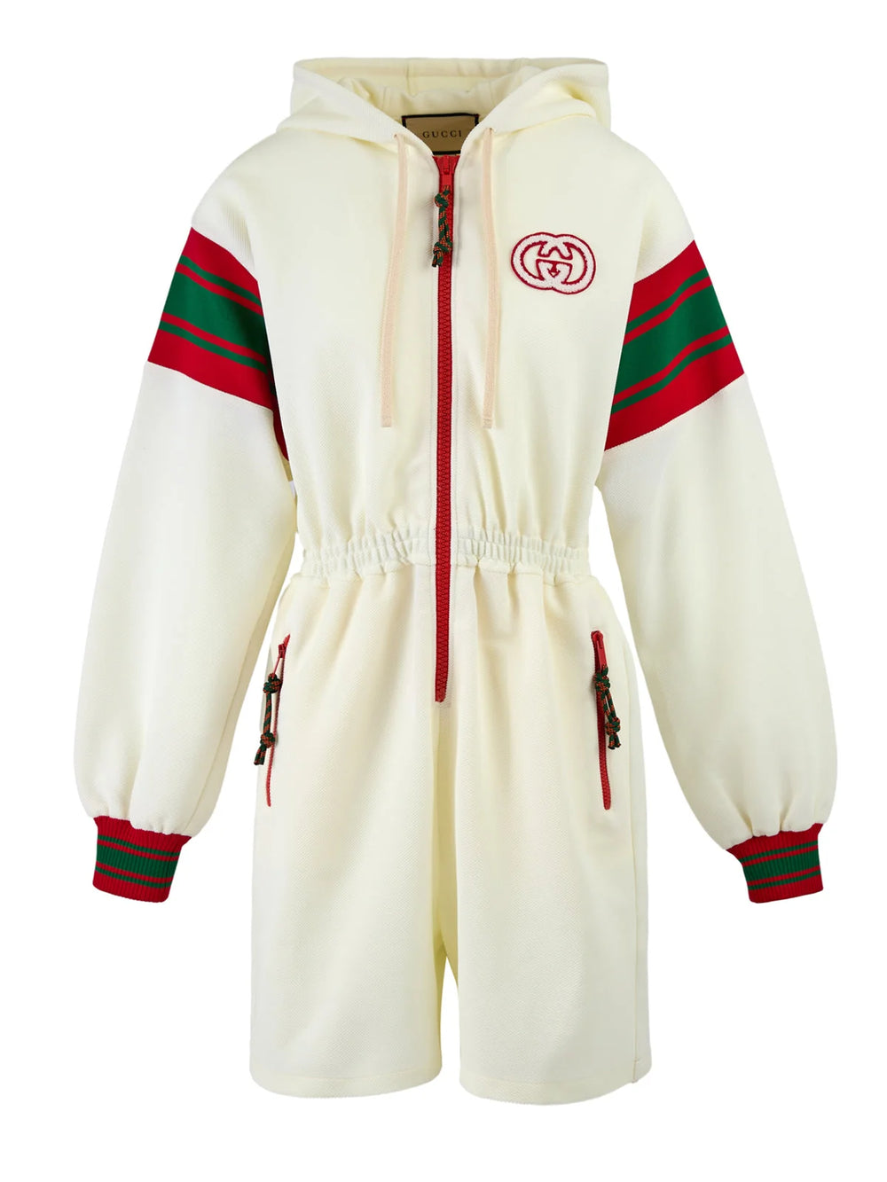Gucci Cream Polyester Hooded Logo Sweatsuit - 46 | L