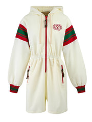 Gucci Cream Polyester Hooded Logo Sweatsuit - 46 | L