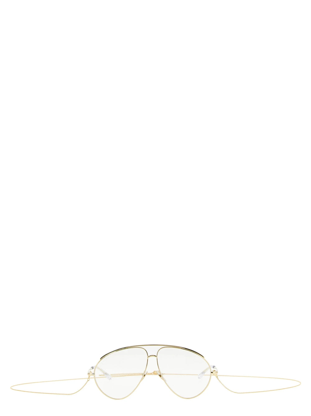Pohled na dámské sluneční brýle Gucci se zlatými polyamidovými obroučkami a elegantní, oversized siluetou.