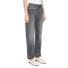 Gucci Gray Cotton Relaxed Fit Jeans - W25 | IT39