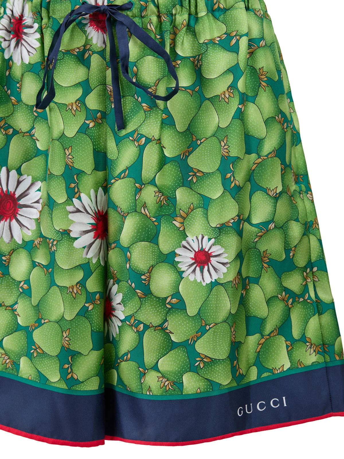 Gucci Green Flower Printed Silk Shorts - Short Trousers