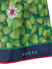 Gucci Green Flower Printed Silk Shorts - Short Trousers