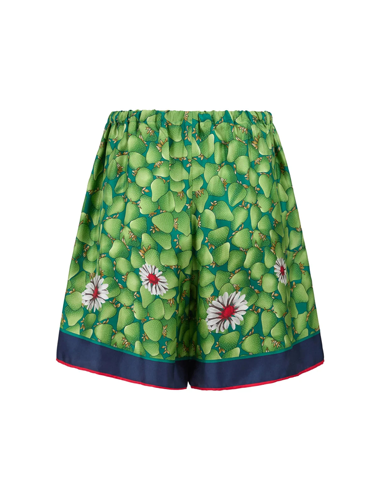 Gucci Green Flower Printed Silk Shorts - Short Trousers