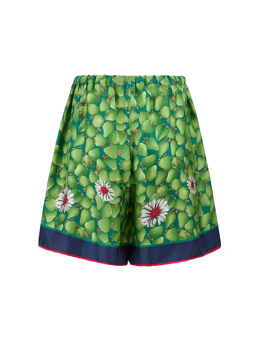 Gucci Green Flower Printed Silk Shorts - Short Trousers