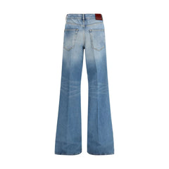 Gucci Light Blue Cotton Flared Jeans
