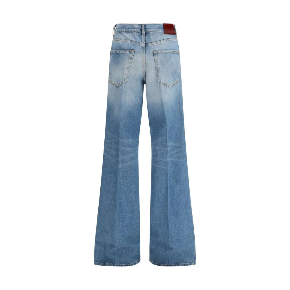 Gucci Hellblaues Baumwoll-Flare-Jeans - W25