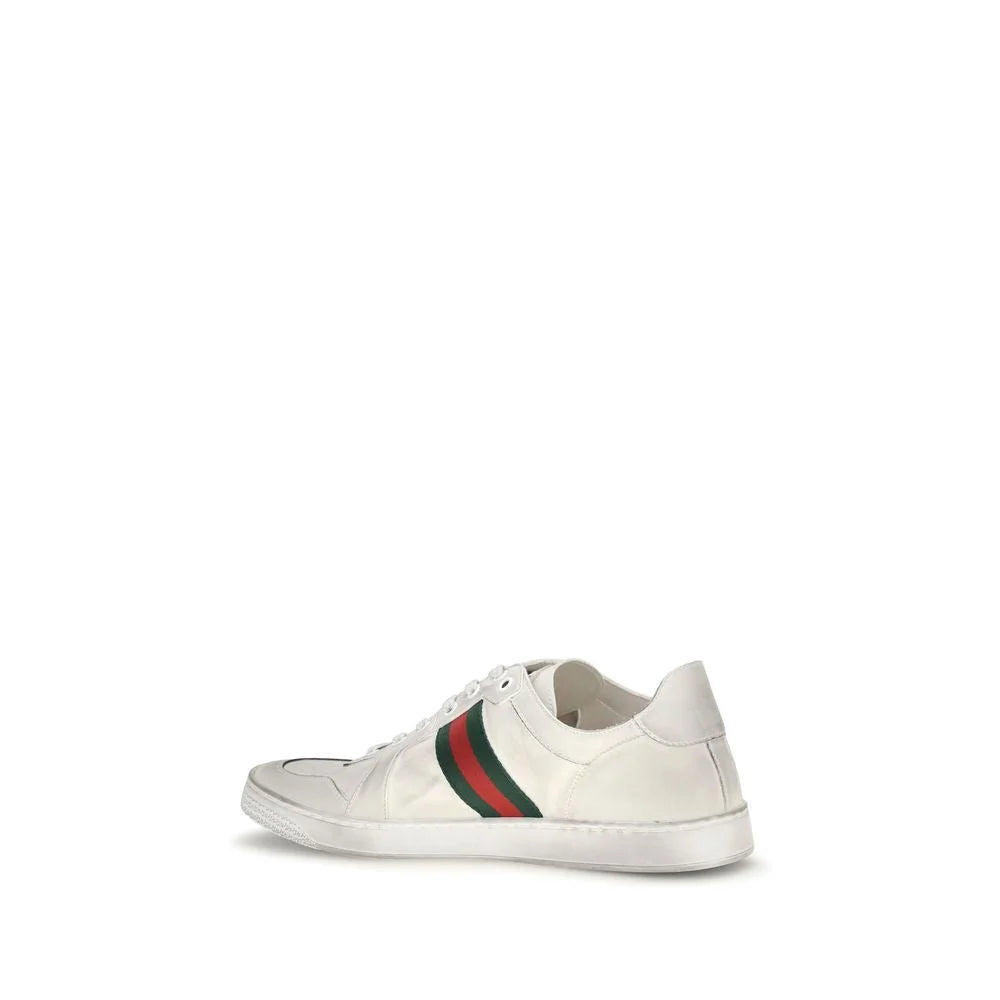 Gucci White Calf Leather Bos Taurus Low Top Sneakers