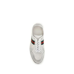 Gucci White Calf Leather Bos Taurus Low Top Sneakers