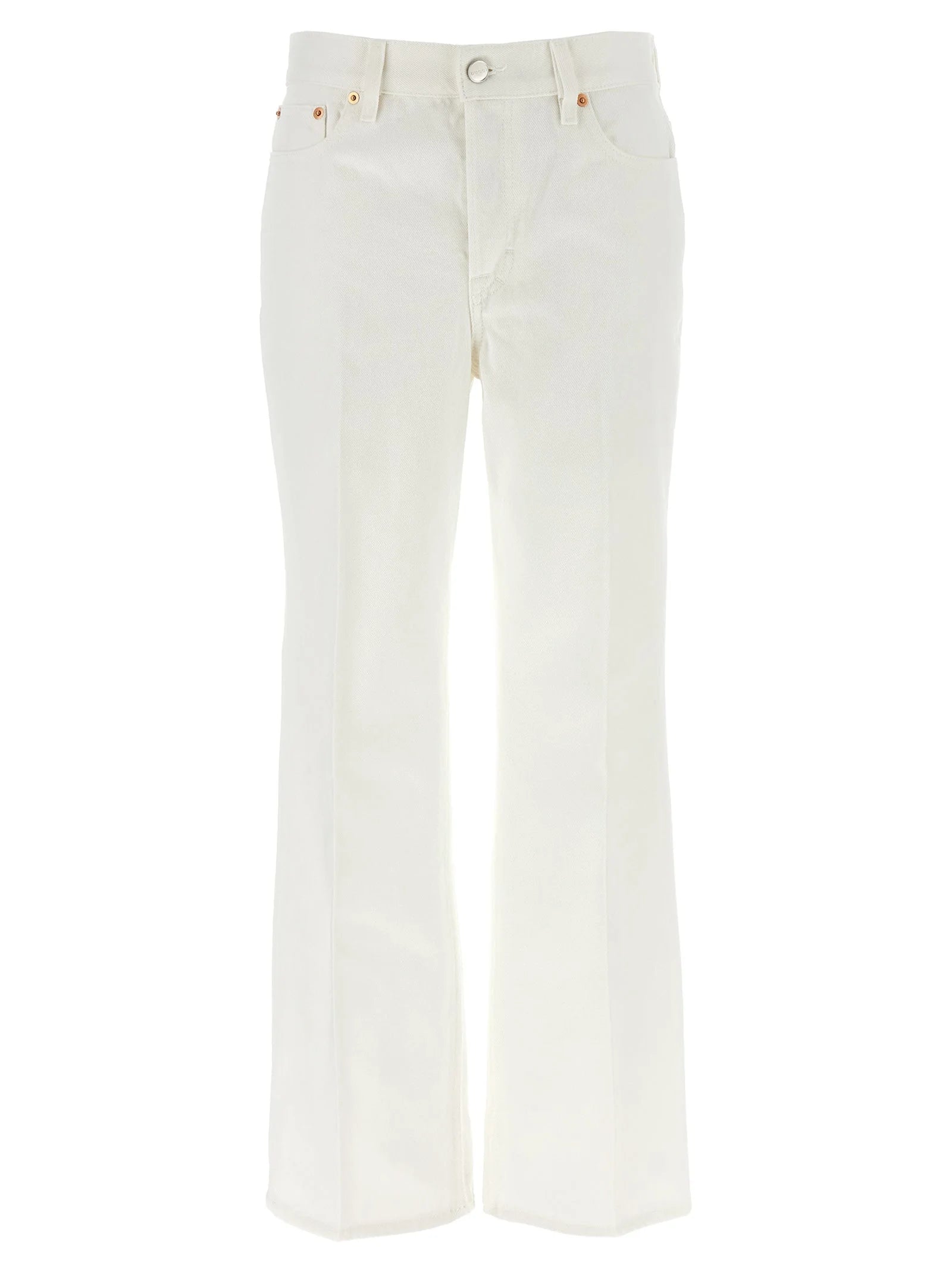 Gucci White Cotton Cropped Jeans - 26