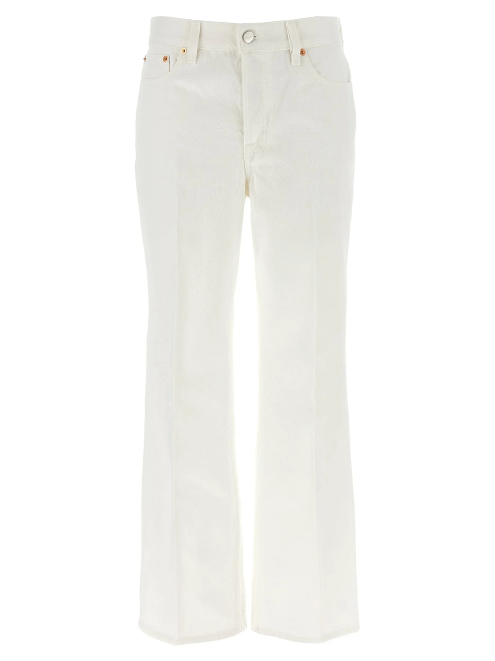 Gucci White Cotton Cropped Jeans - 26