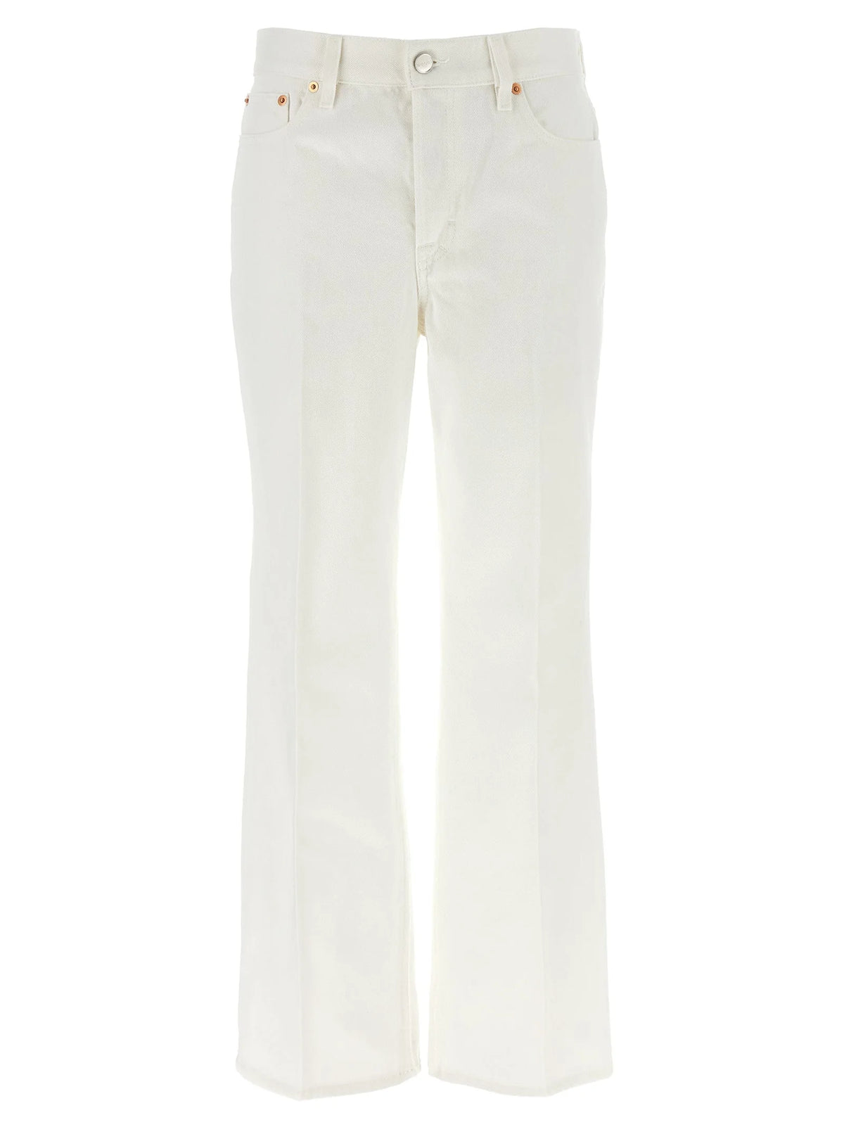 Gucci White Cotton Cropped Jeans - 26