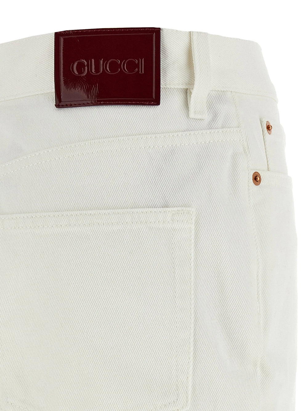 Gucci White Cotton Cropped Jeans - 26