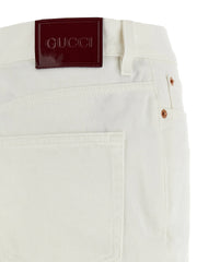 Gucci White Cotton Cropped Jeans - 26