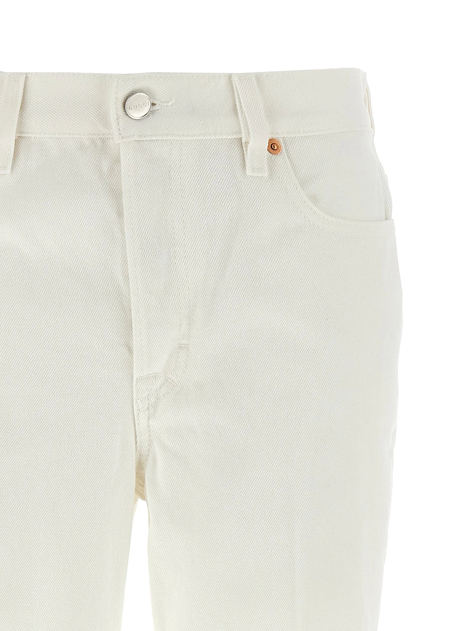 Gucci White Cotton Cropped Jeans - 26