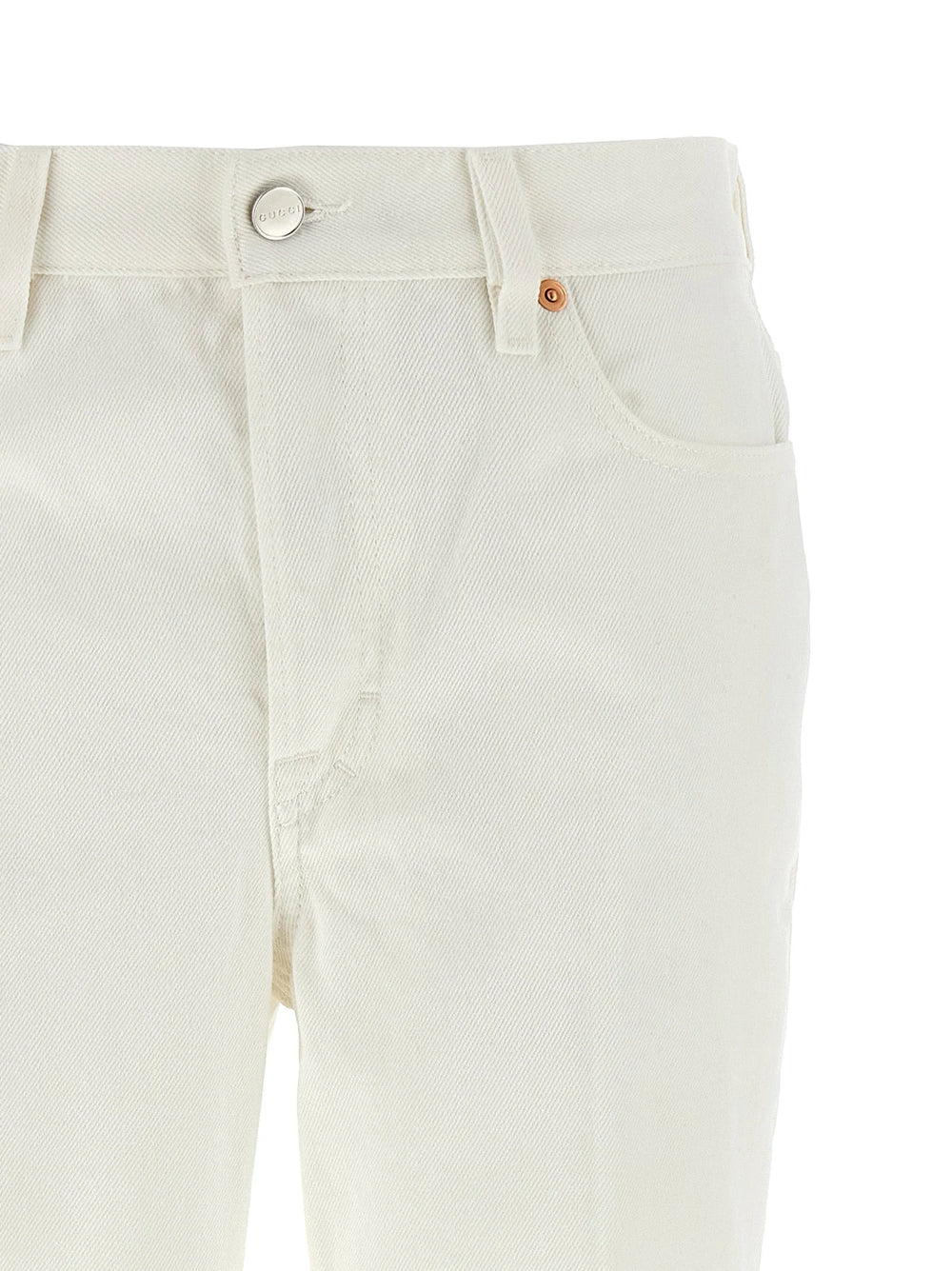 Gucci White Cotton Cropped Jeans - 26