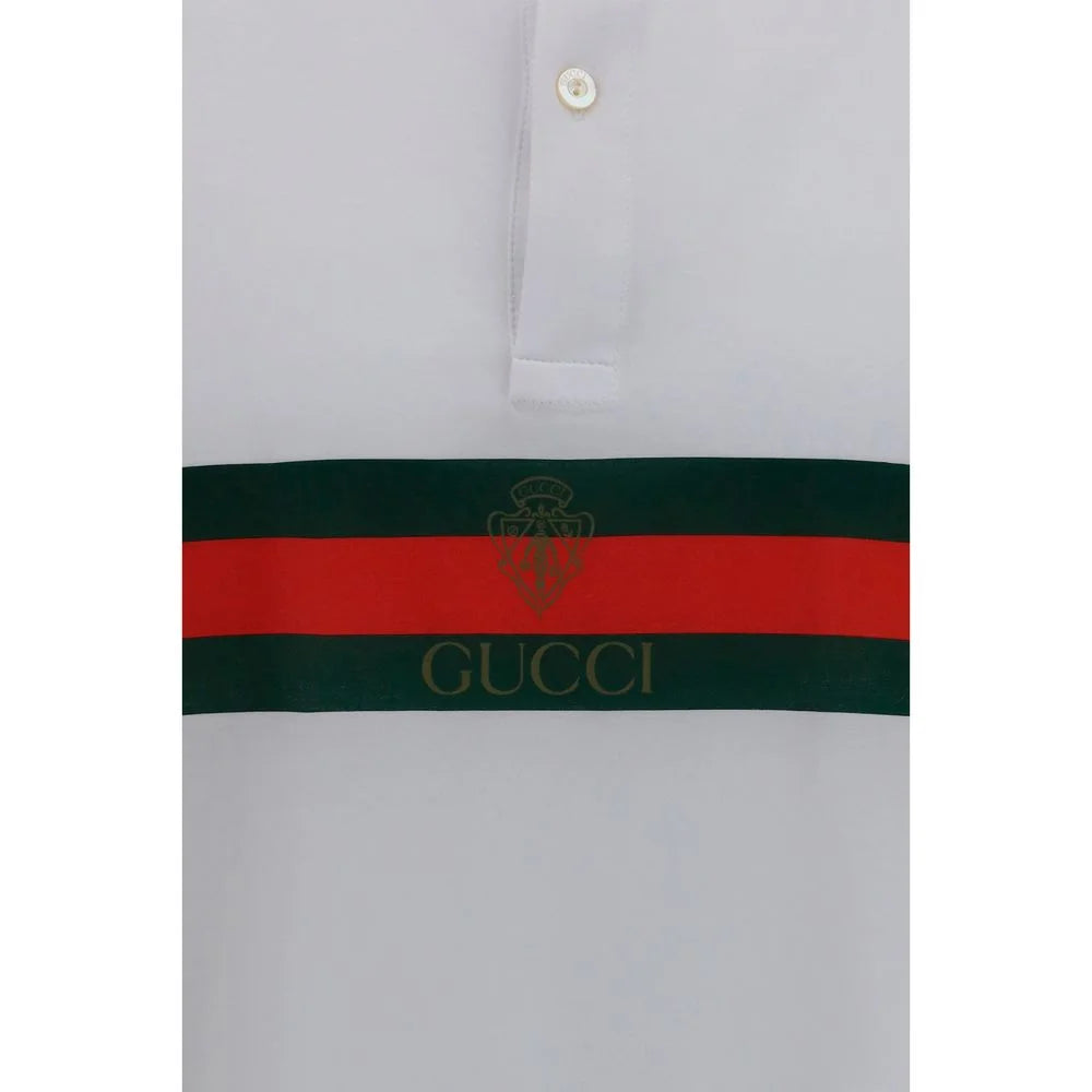 Gucci White Cotton Polo Shirt