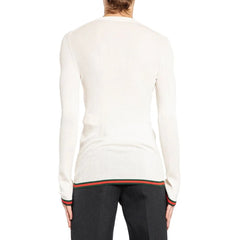Gucci White Silk Long Sleeve T-Shirt - L