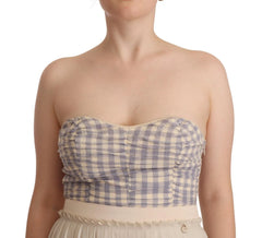Guess Beige Checkered Pleated A-line Strapless Bustier Dress - IT40|S - Dresses