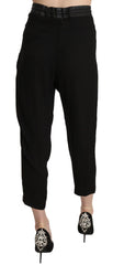 Guess Black Polyester High Waist Cropped Trousers Pants - IT44|L - Trousers