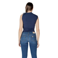 Guess Blue Cotton Sleeveles T-Shirt - S