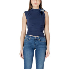 Guess Blue Cotton Sleeveles T-Shirt - S