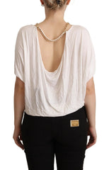 Guess By Marciano White Short Sleeves Gold Chain T-shirt Top - IT42|M - T-Shirts