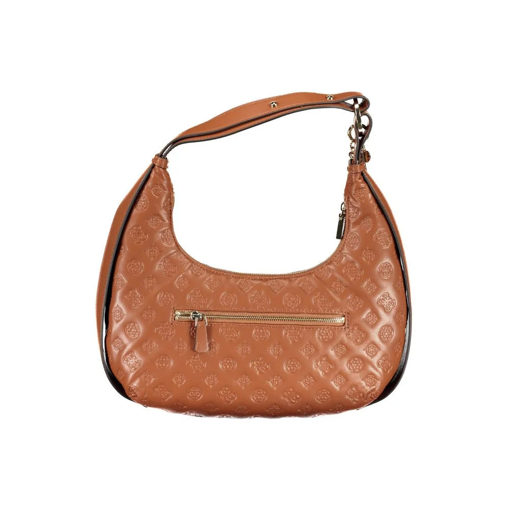 Guess Jeans Brown Polyethylene Handbag - Half-Moon Bags