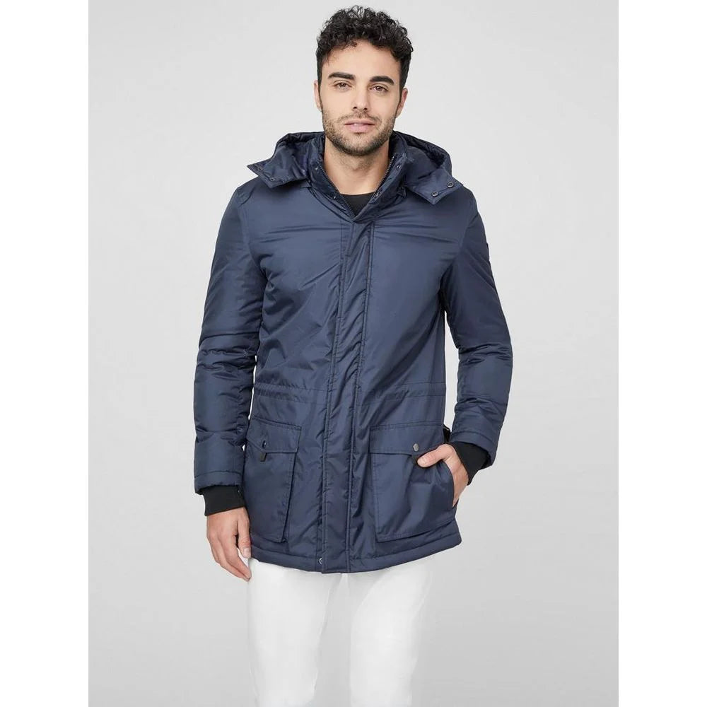 Guess Navy Blue Polyester Parka - XS