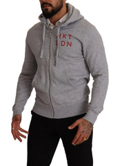 Hackett Gray Full Zip Hooded Cotton Sweatshirt Sweater - IT46 | S - Hoodies
