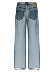 Haikure Blue Silk Casual Pants