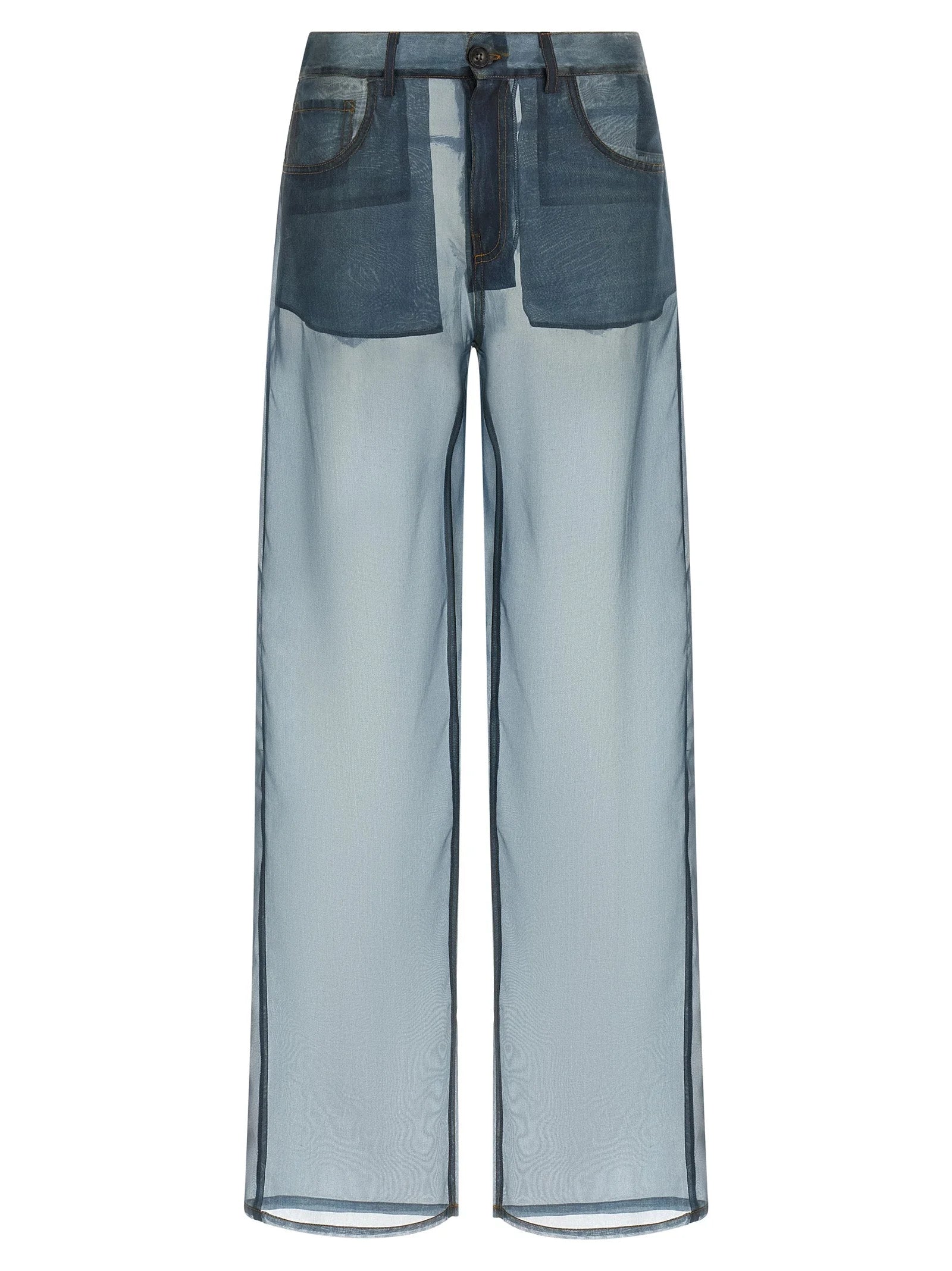 Haikure Blue Silk Casual Pants