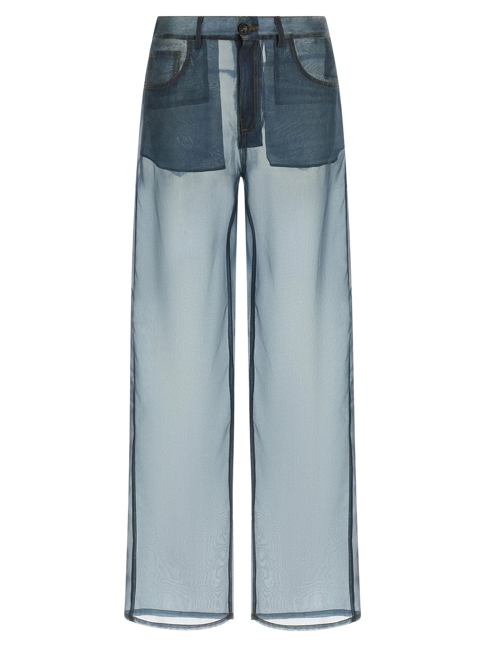 Haikure Blue Silk Casual Pants