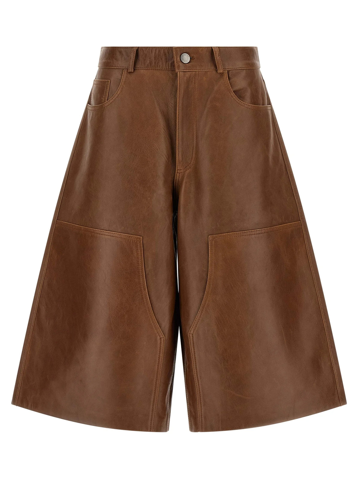 Haikure Brown Lambskin Bermuda Shorts