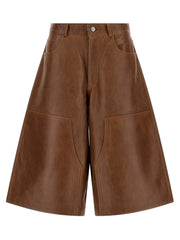 Haikure Brown Lambskin Bermuda Shorts