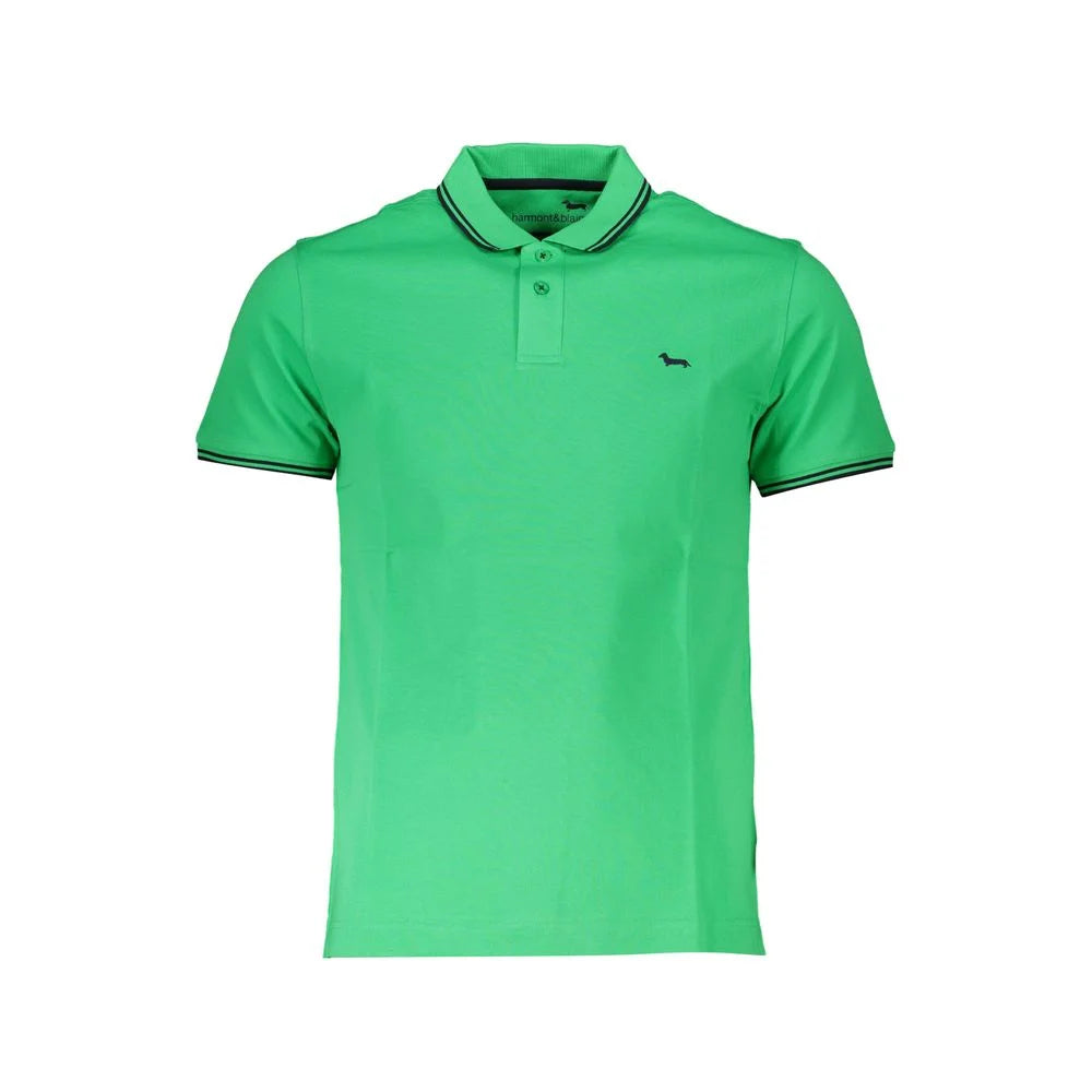 Harmont & Blaine Chic Green Cotton Polo with Contrast Detailing - XL - Polos