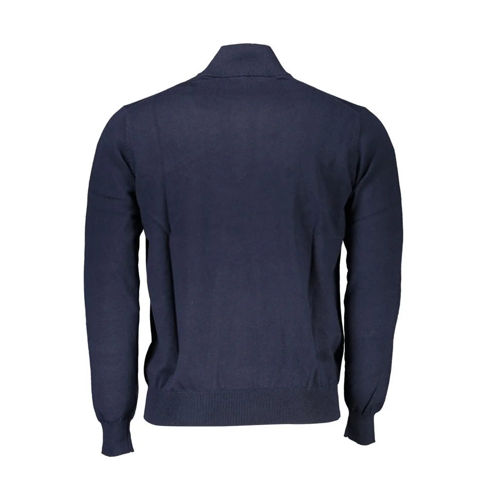 Harmont & Blaine Chic Half-Zip Blue Sweater with Embroidery Detail - Sweaters