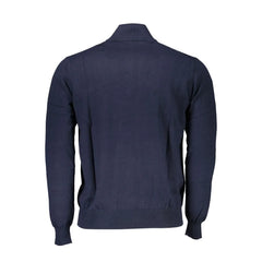 Harmont & Blaine Chic Half-Zip Blue Sweater with Embroidery Detail - Sweaters