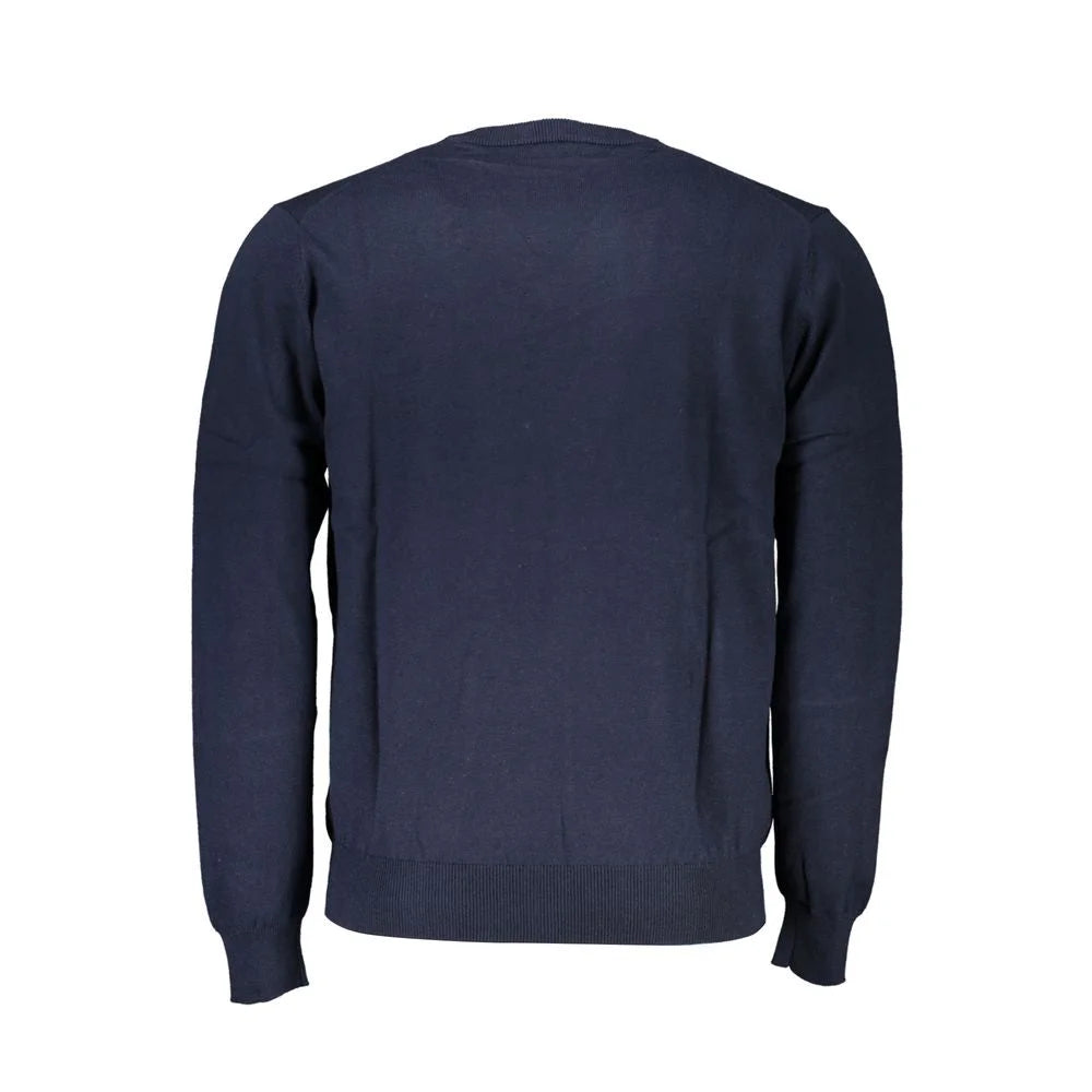 Harmont & Blaine V-Neck Embroidered Blue Sweater - Sweaters
