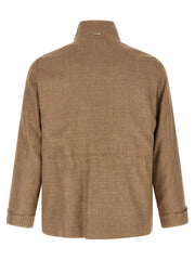 Herno Beige Wool Full-Length Jacket