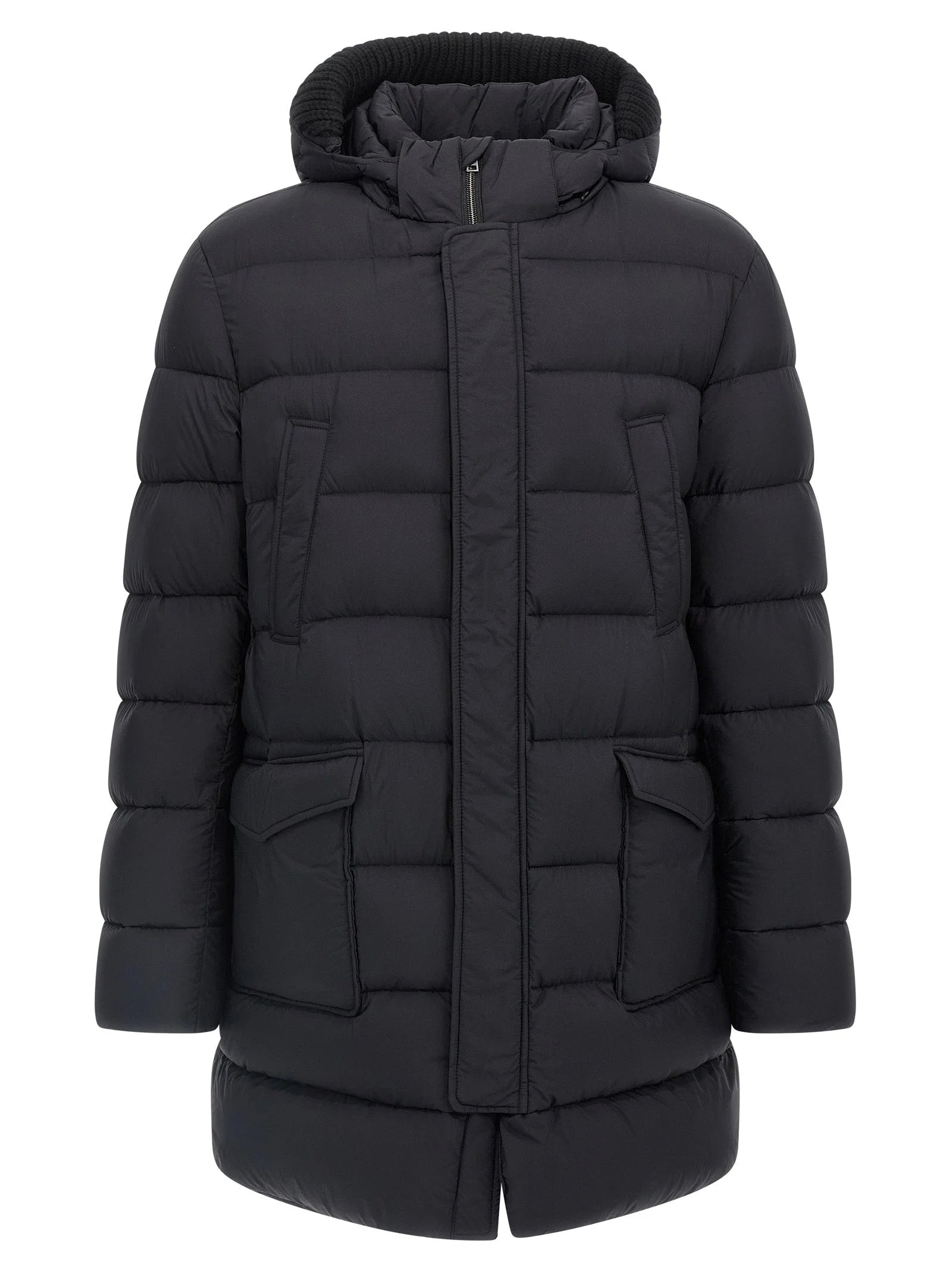 Herno Black Polyamide Coat - 48 | M