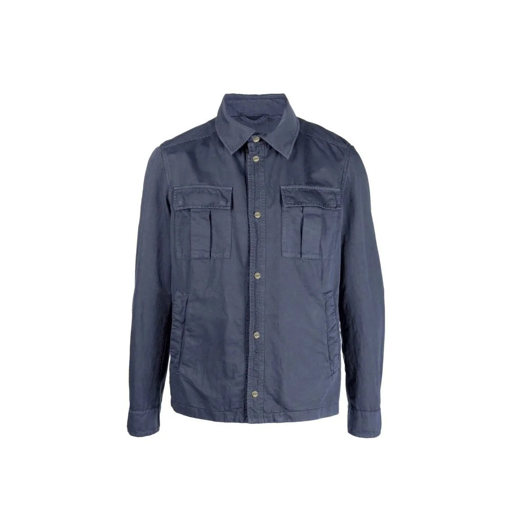 Herno Blue Cotton Coat - IT54 | XL