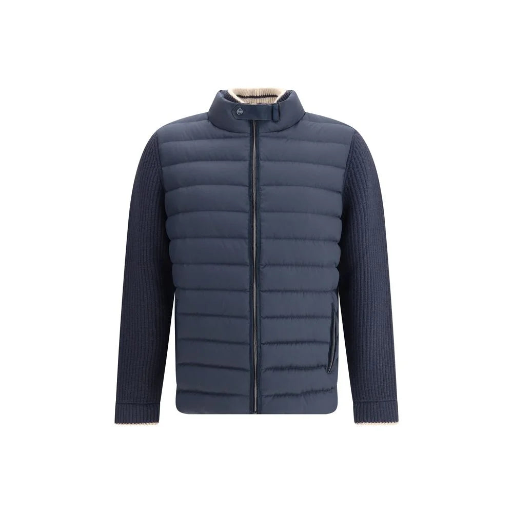 Herno Blue Wool Coat - Puffer Jackets
