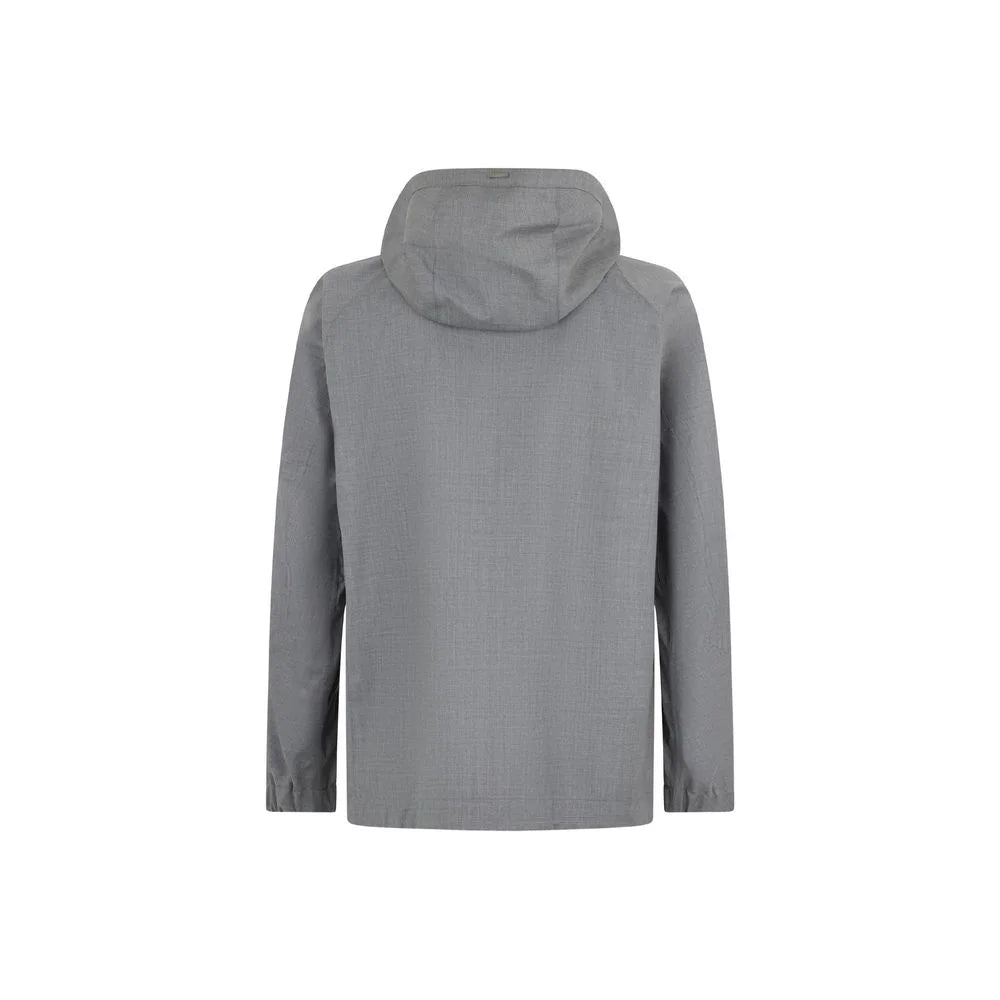 Herno Gray Virgin Wool Shell Jacket