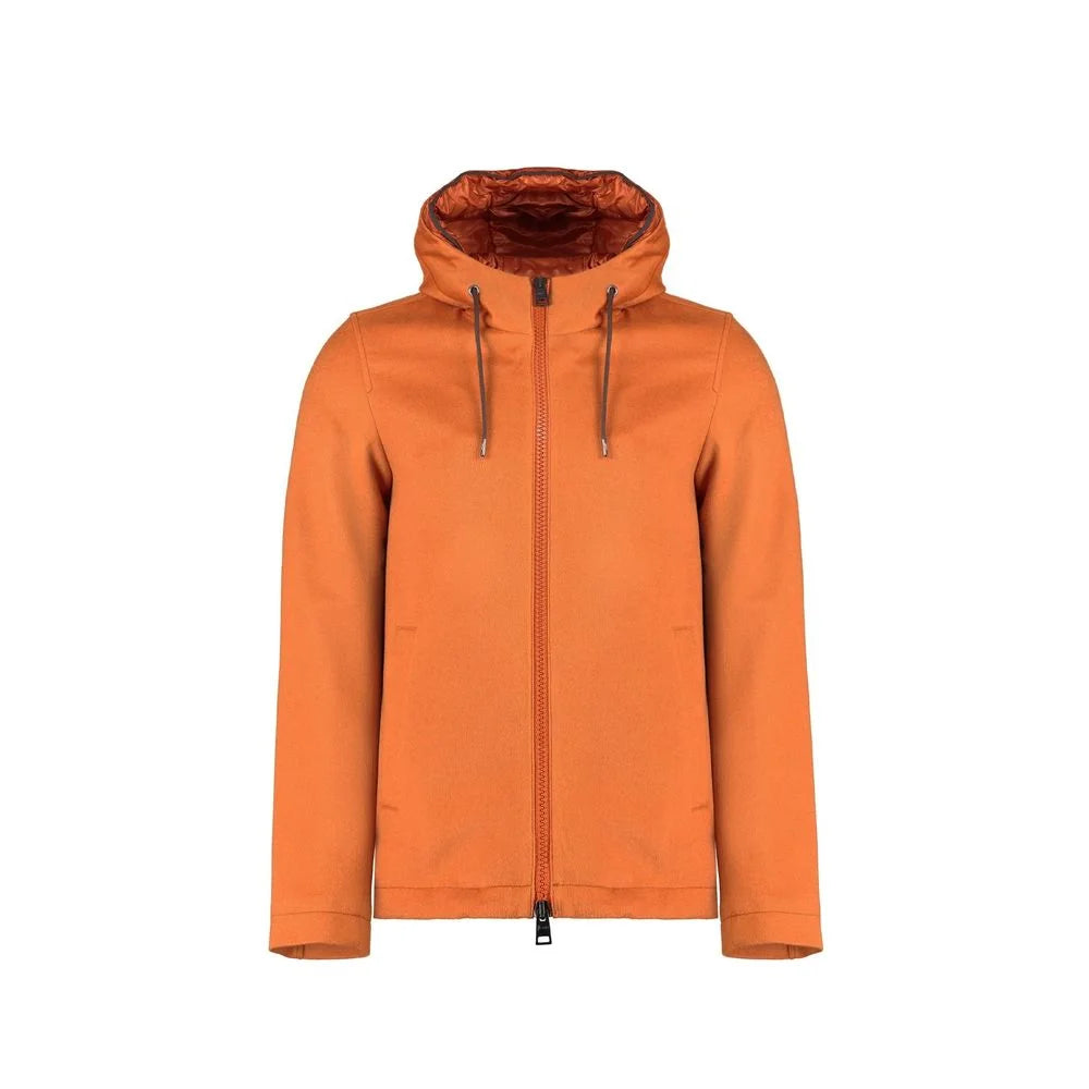 Herno Orange Cashmere Full-Length Jacket
